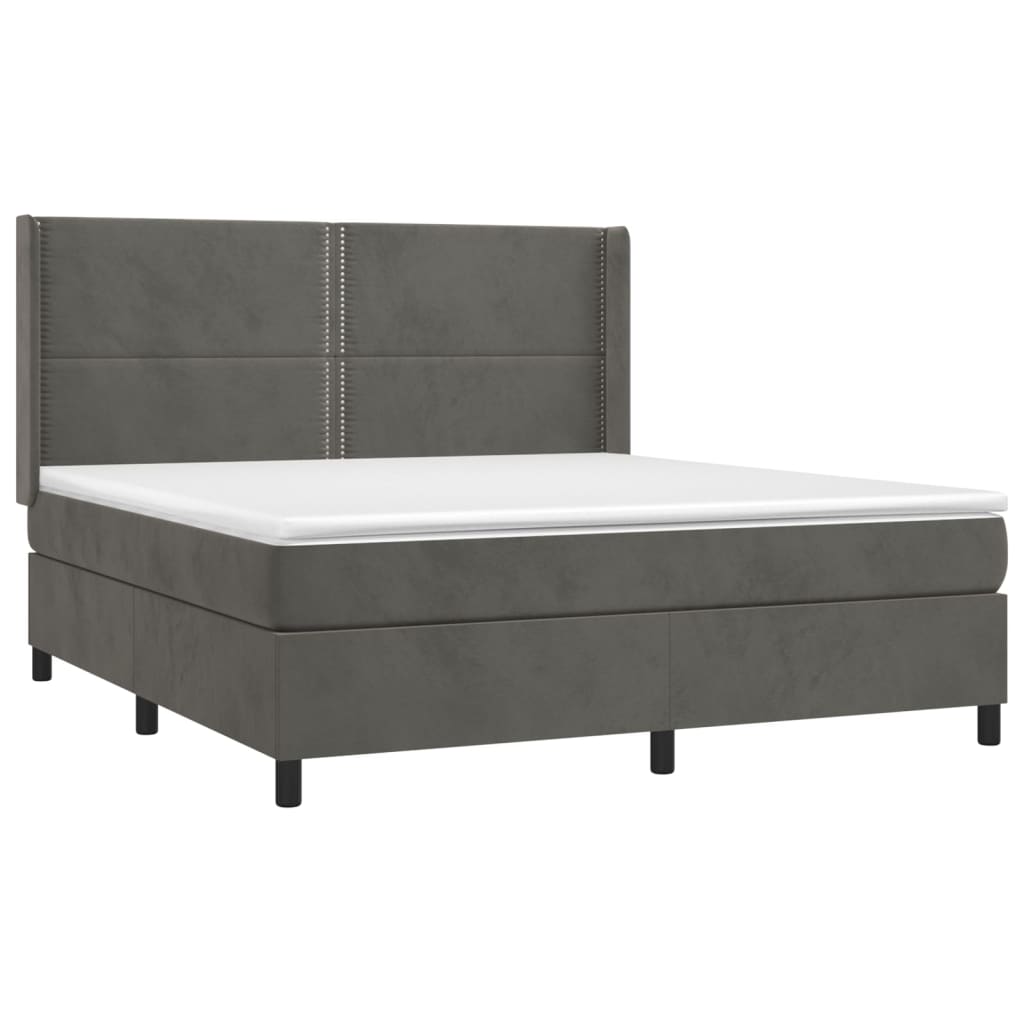 Sommier à lattes de lit matelas et LED Gris foncé 160x200 cm - XIOS