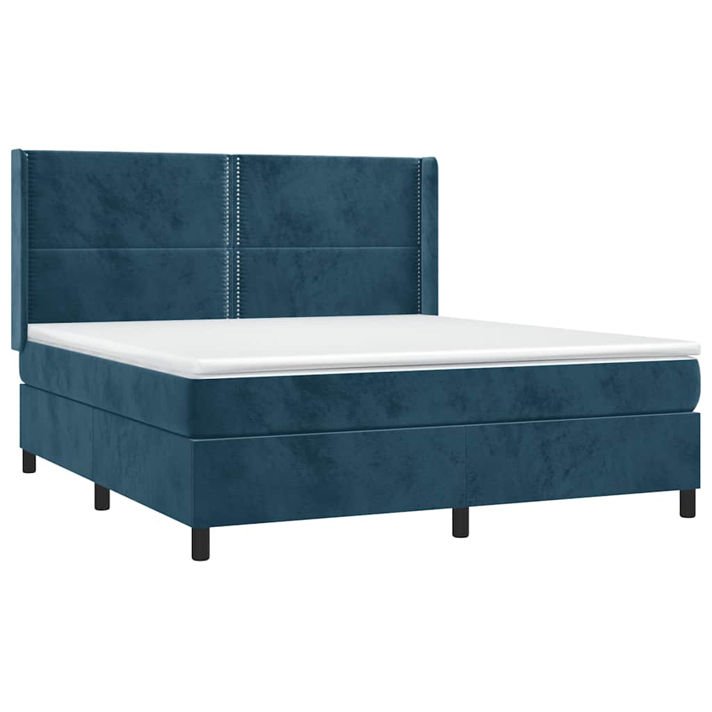 Sommier à lattes de lit matelas et LED Bleu foncé 160x200 cm - XIOS