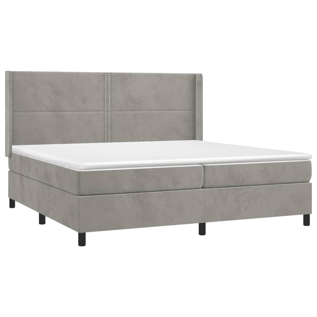 Sommier à lattes de lit matelas et LED Gris clair 200x200 cm - XIOS