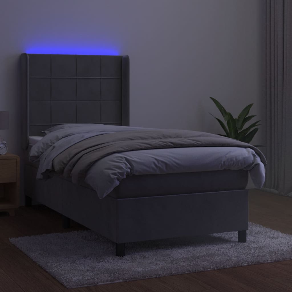 Sommier à lattes de lit et matelas et LED Gris clair 80x200cm - XIOS