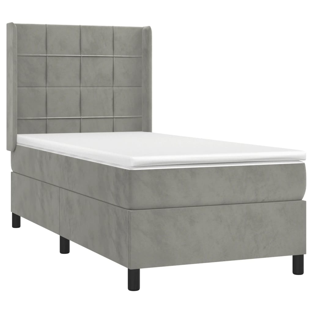 Sommier à lattes de lit matelas LED Gris clair 90x190cm Velours - XIOS
