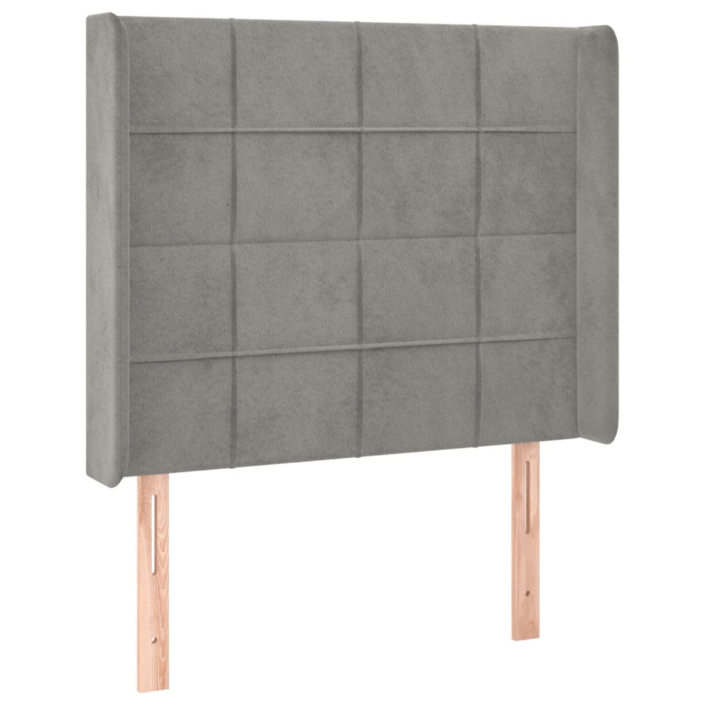 Sommier à lattes de lit matelas LED Gris clair 90x190cm Velours - XIOS
