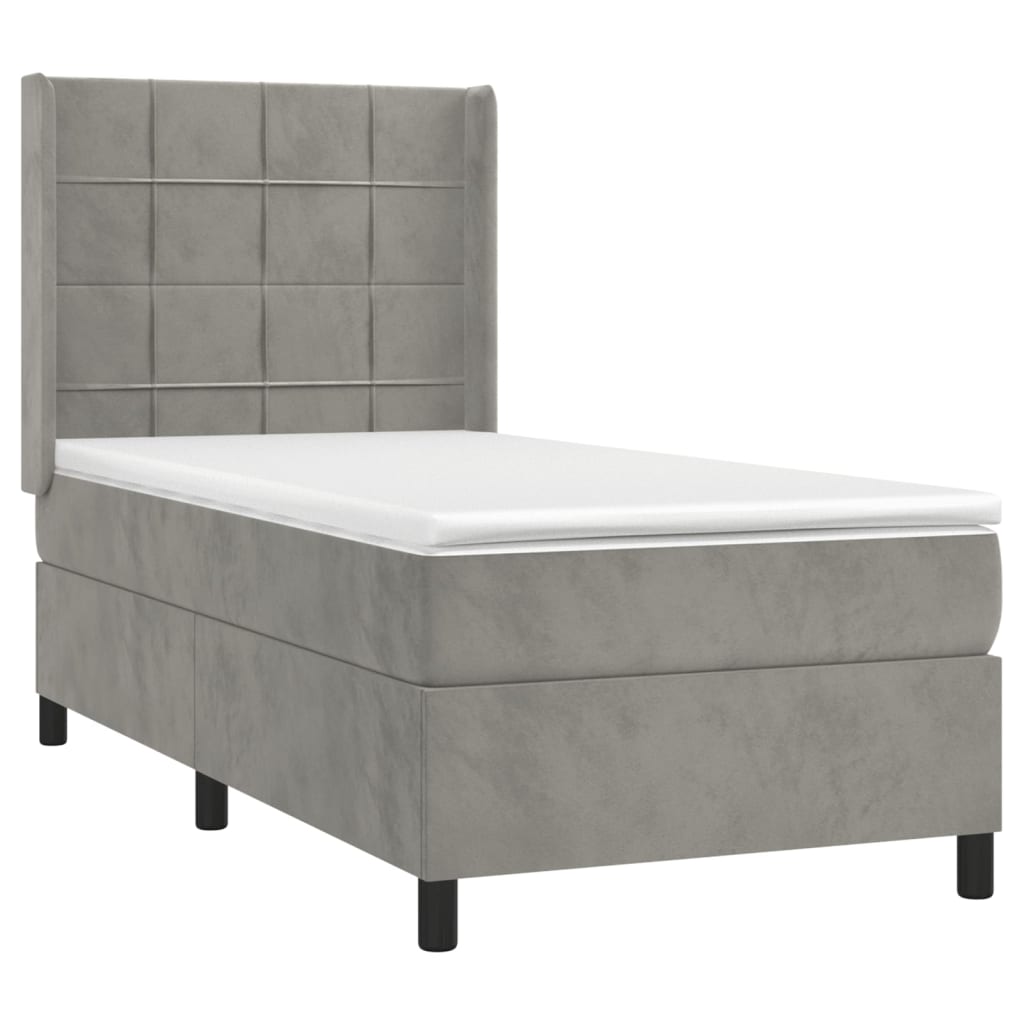 Sommier à lattes de lit matelas et LED Gris clair 100x200 cm - XIOS