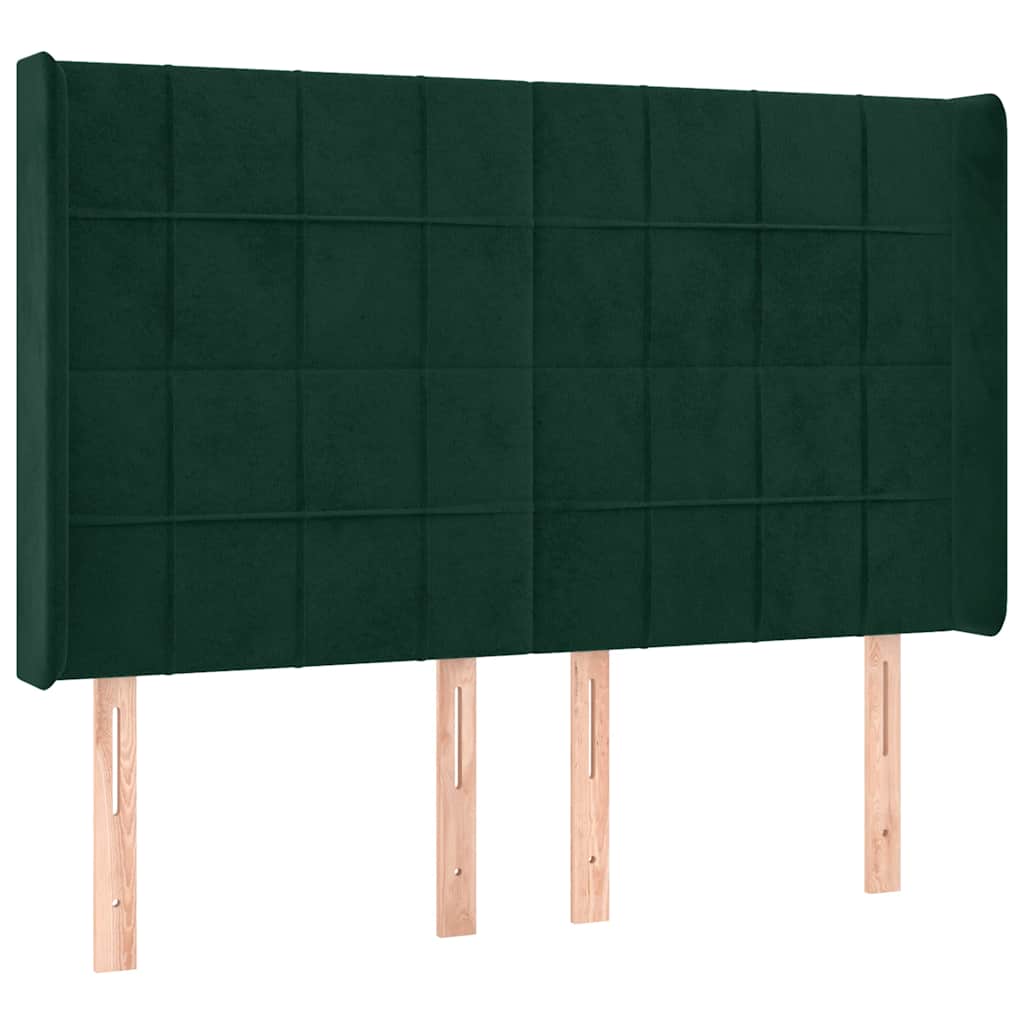 Sommier à lattes de lit matelas et LED Vert foncé 140x190 cm
