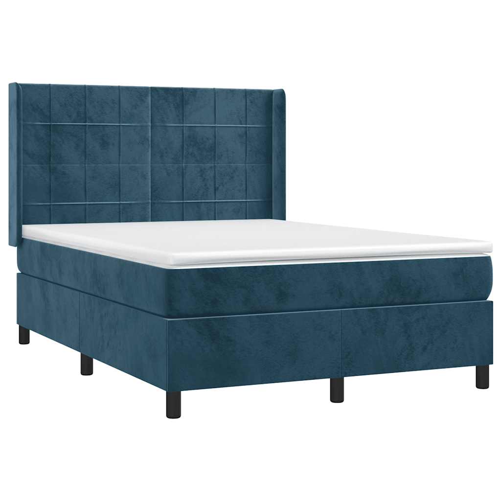 Sommier à lattes de lit matelas et LED Bleu foncé 140x190 cm - XIOS