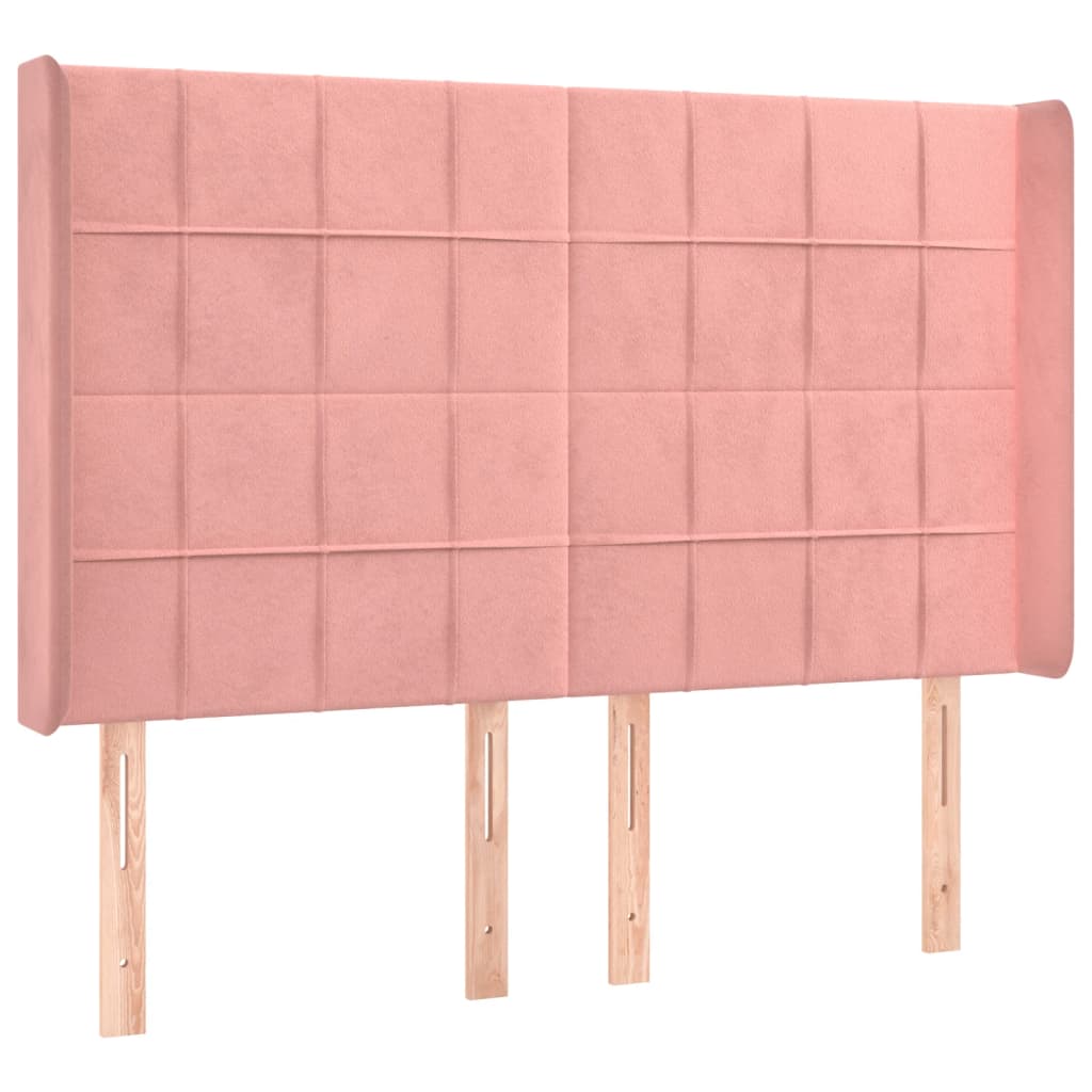 Sommier à lattes de lit matelas et LED Rose 140x190 cm Velours - XIOS