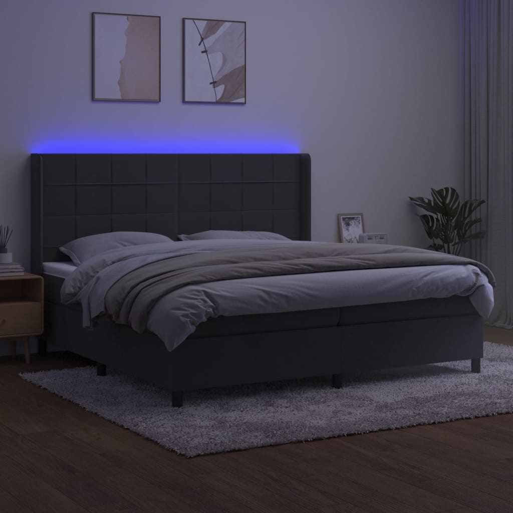 Sommier à lattes de lit matelas et LED Gris foncé 200x200 cm - XIOS