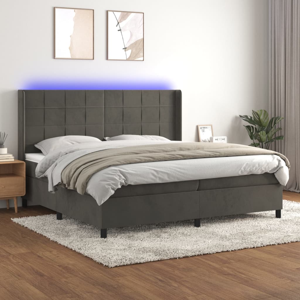 Sommier à lattes de lit matelas et LED Gris foncé 200x200 cm - XIOS