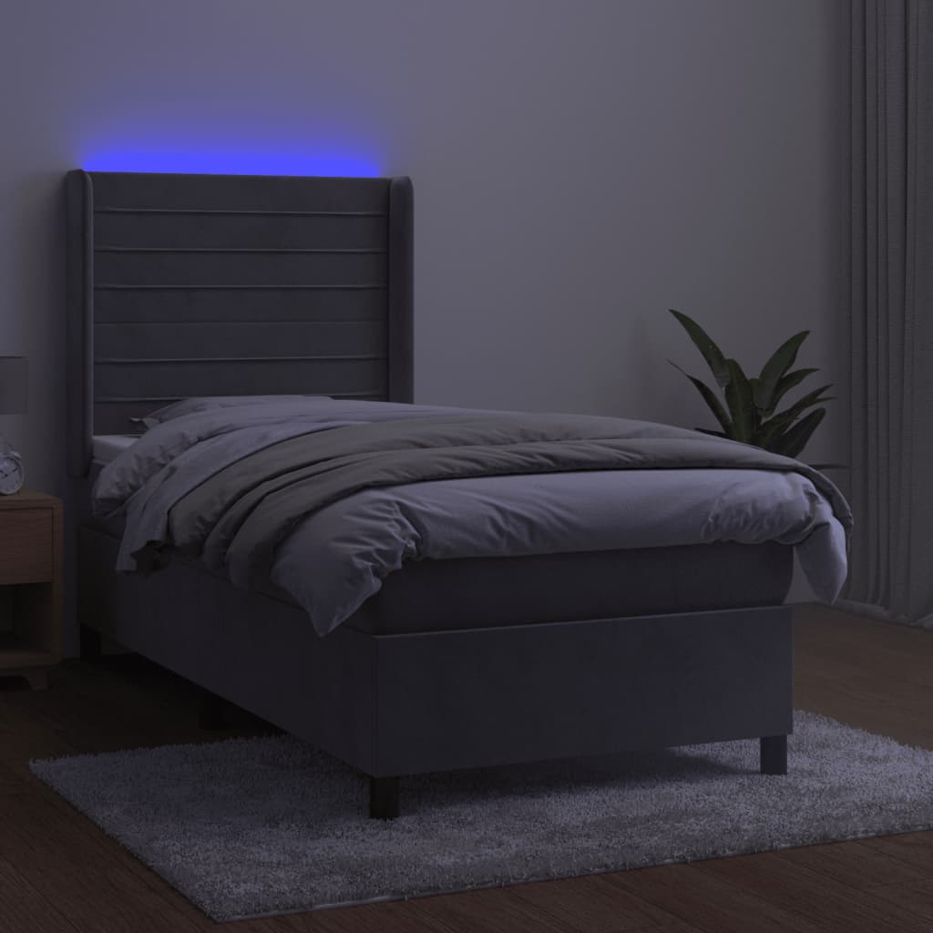 Sommier à lattes de lit et matelas et LED Gris clair 80x200cm - XIOS
