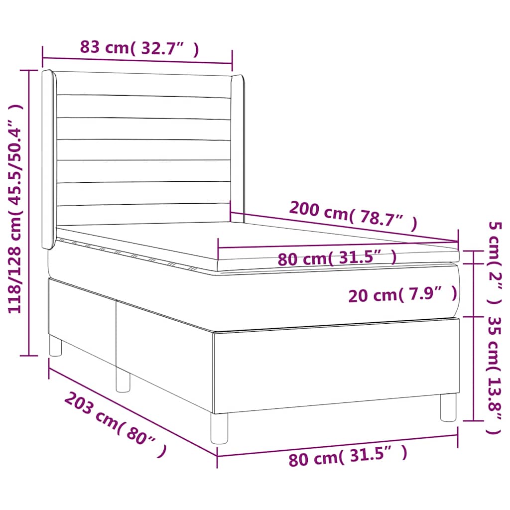Sommier à lattes de lit et matelas et LED Bleu foncé 80x200cm - XIOS
