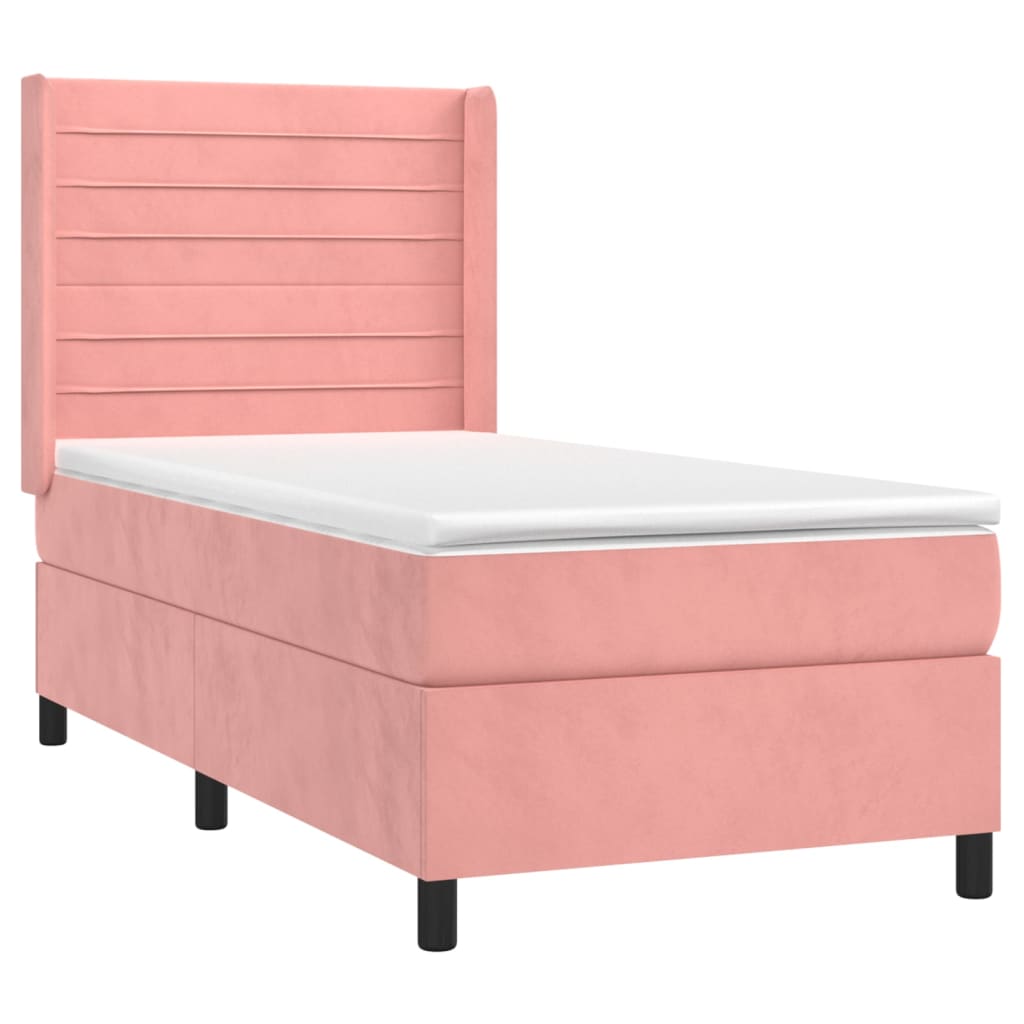 Sommier à lattes de lit matelas et LED Rose 90x190 cm Velours - XIOS