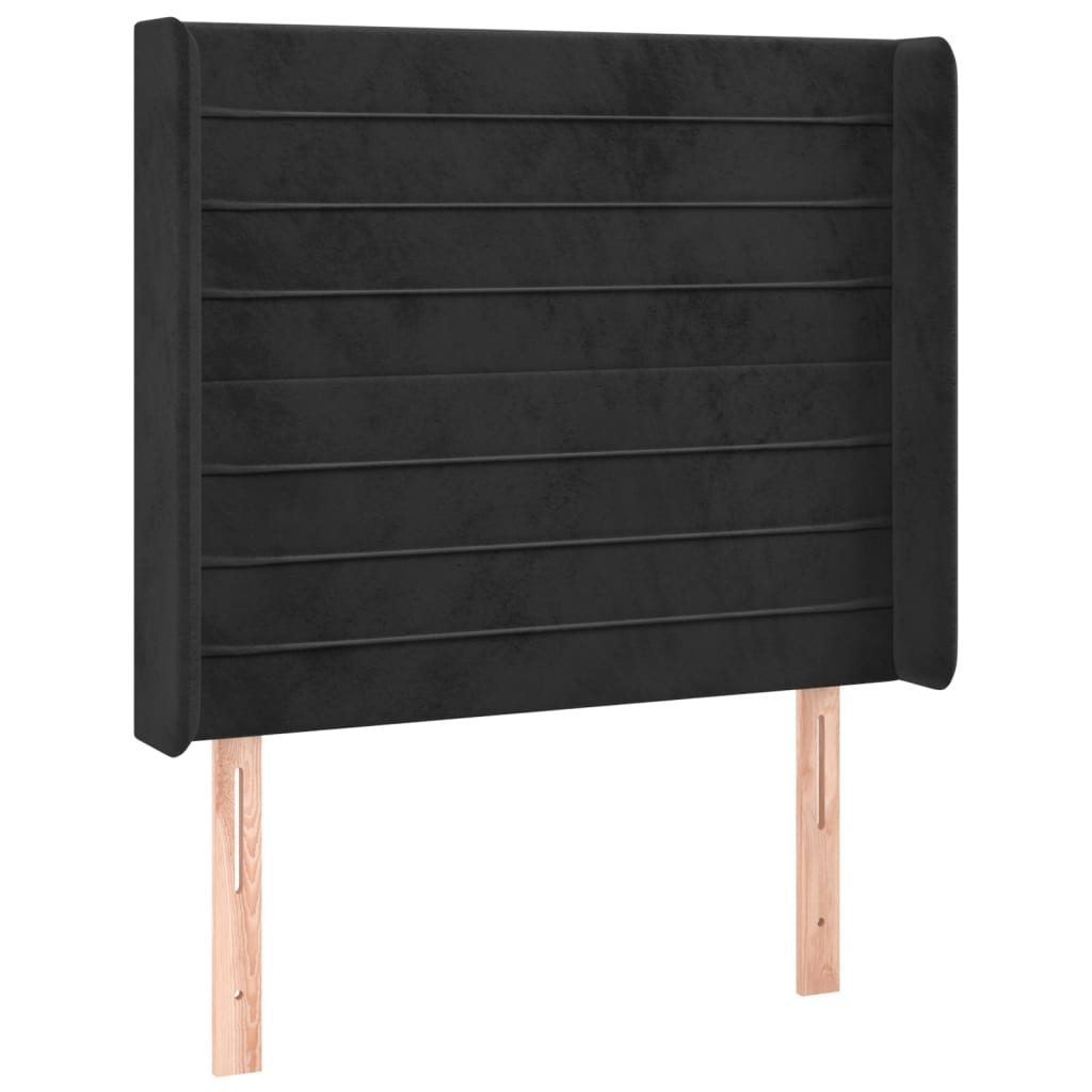 Sommier à lattes de lit matelas et LED Noir 90x200 cm Velours - XIOS