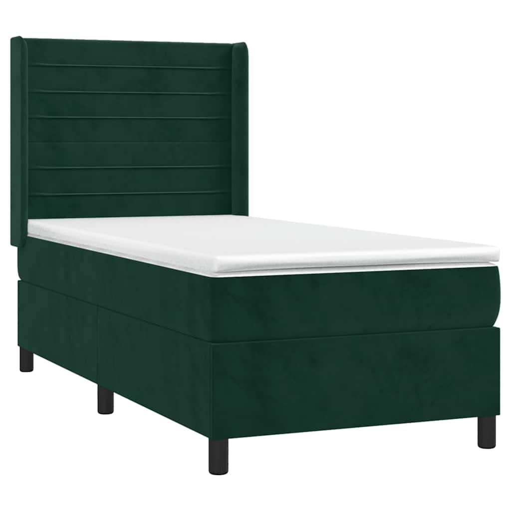 Sommier à lattes de lit et matelas et LED Vert foncé 90x200cm - XIOS