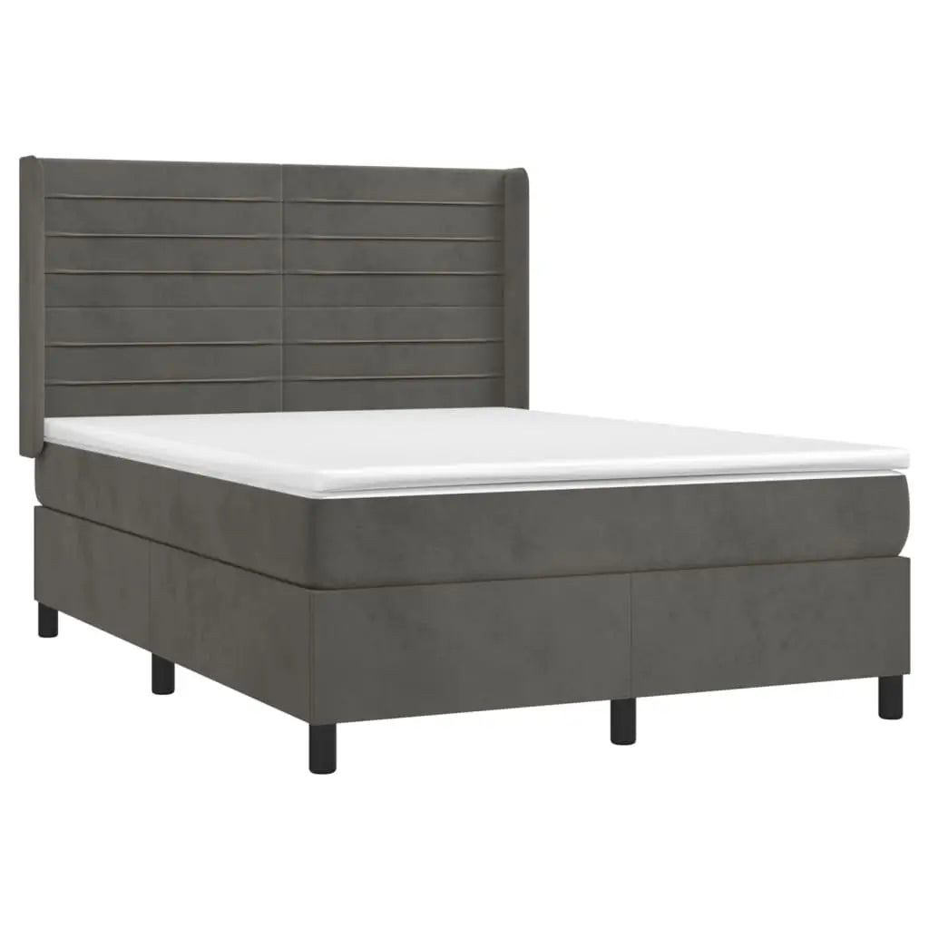 Sommier à lattes de lit matelas et LED Gris foncé 140x190 cm - XIOS