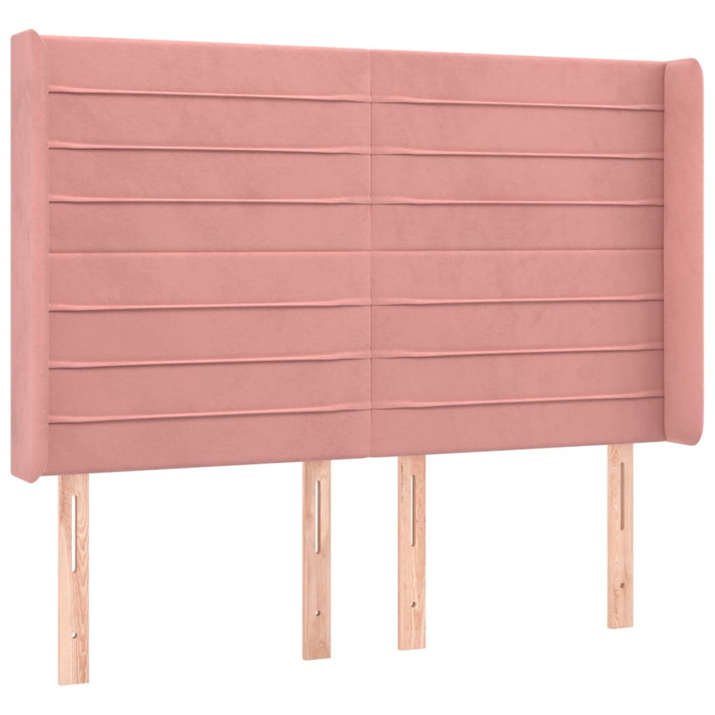 Sommier à lattes de lit matelas et LED Rose 140x190 cm Velours - XIOS