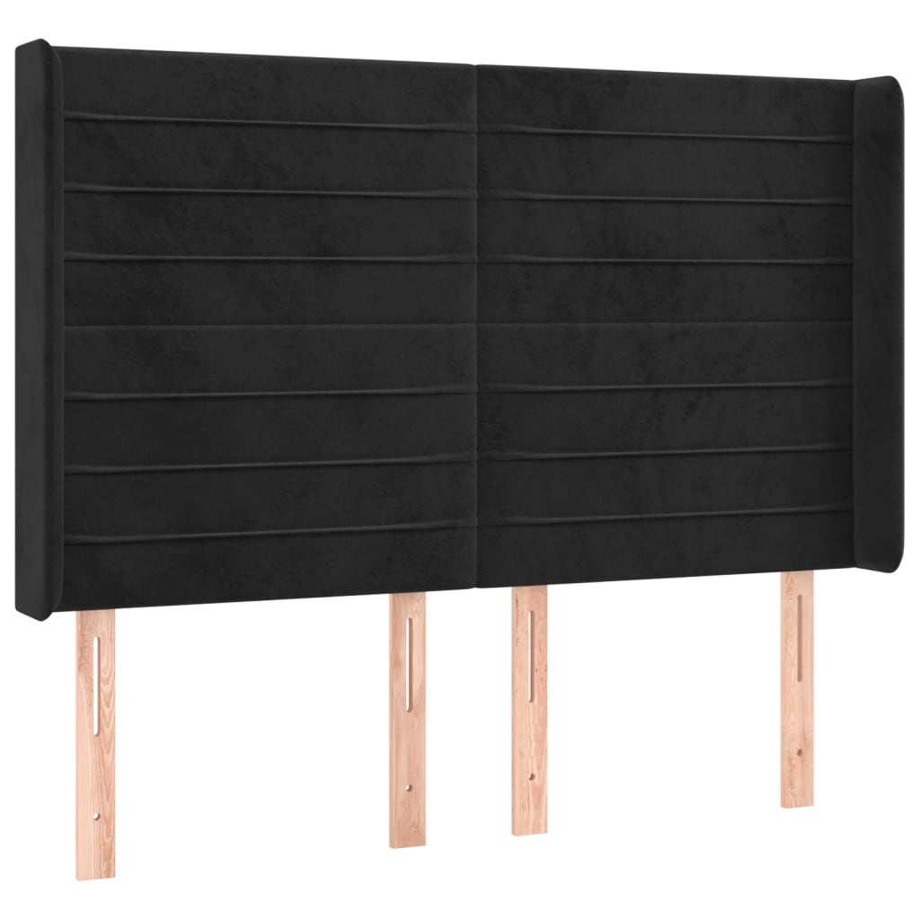 Sommier à lattes de lit matelas et LED Noir 140x200 cm Velours - XIOS