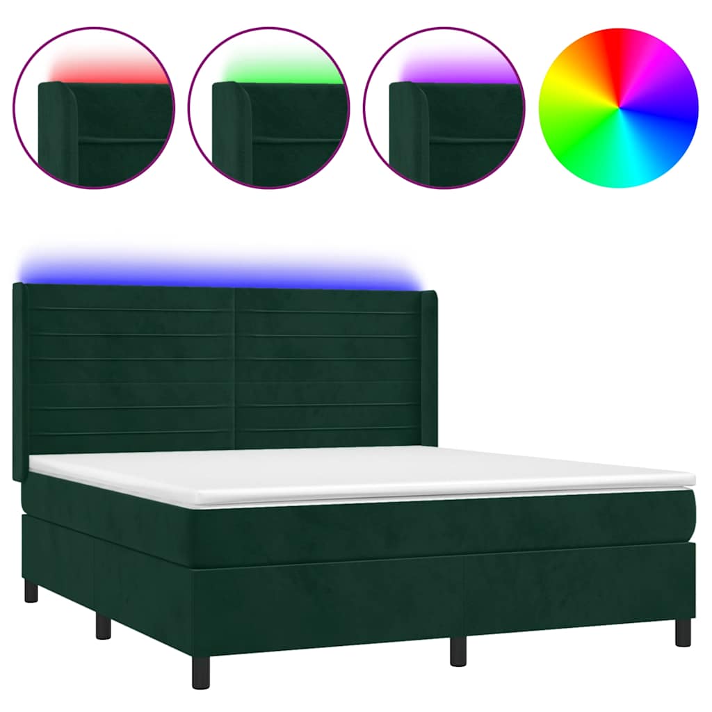 Sommier à lattes de lit matelas et LED Vert foncé 160x200 cm - XIOS
