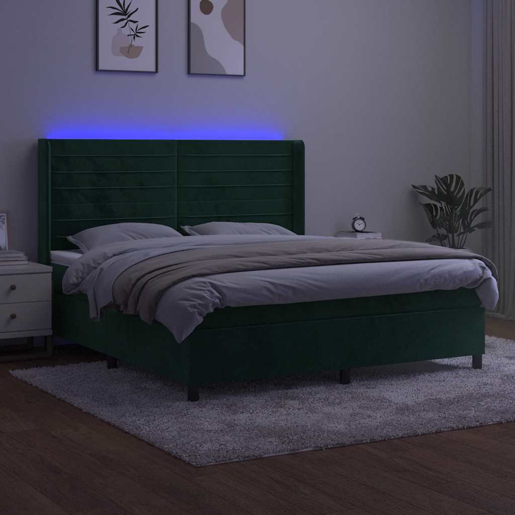 Sommier à lattes de lit matelas et LED Vert foncé 160x200 cm - XIOS