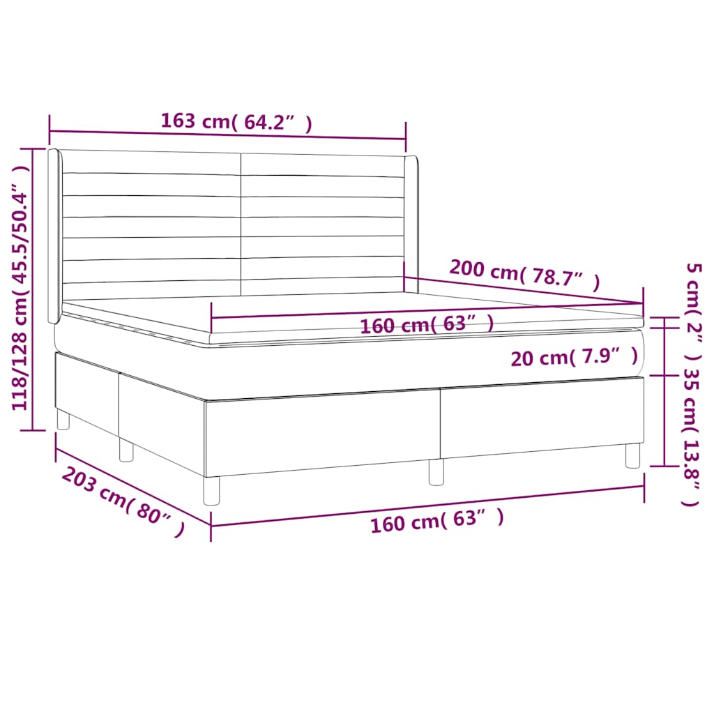 Sommier à lattes de lit matelas et LED Vert foncé 160x200 cm - XIOS