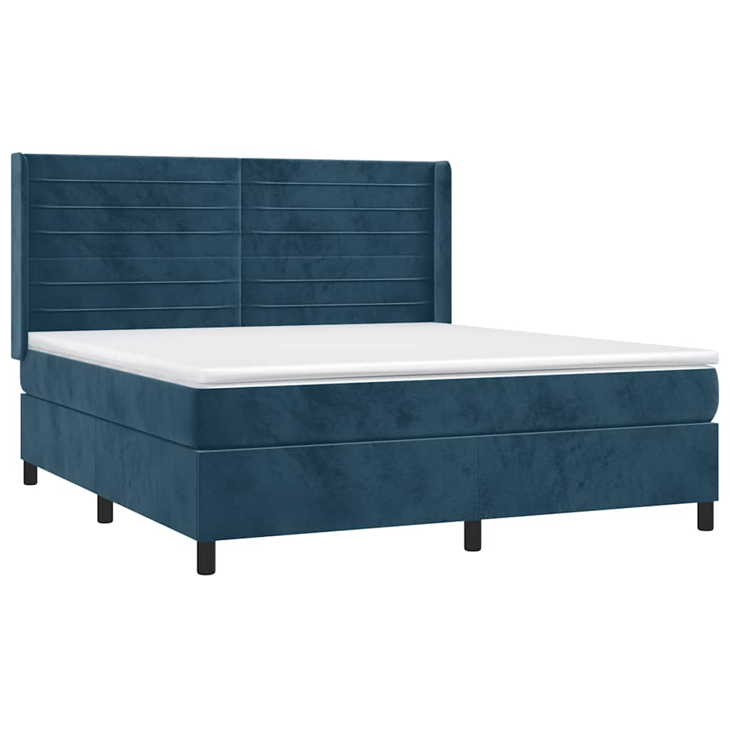 Sommier à lattes de lit matelas et LED Bleu foncé 160x200 cm - XIOS