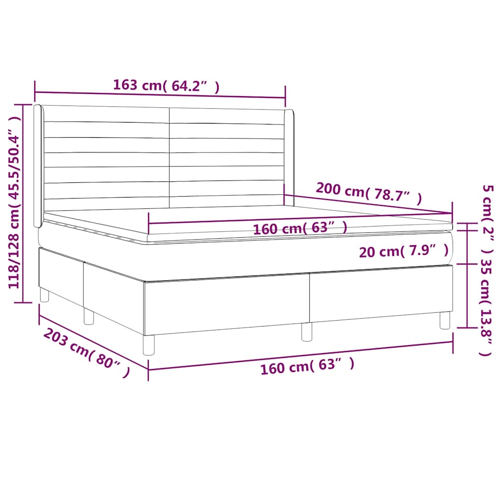 Sommier à lattes de lit matelas et LED Bleu foncé 160x200 cm - XIOS