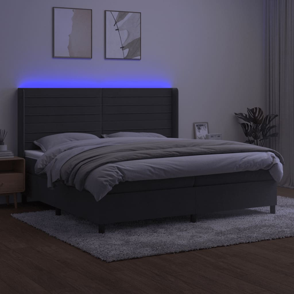 Sommier à lattes de lit matelas et LED Gris foncé 200x200 cm - XIOS