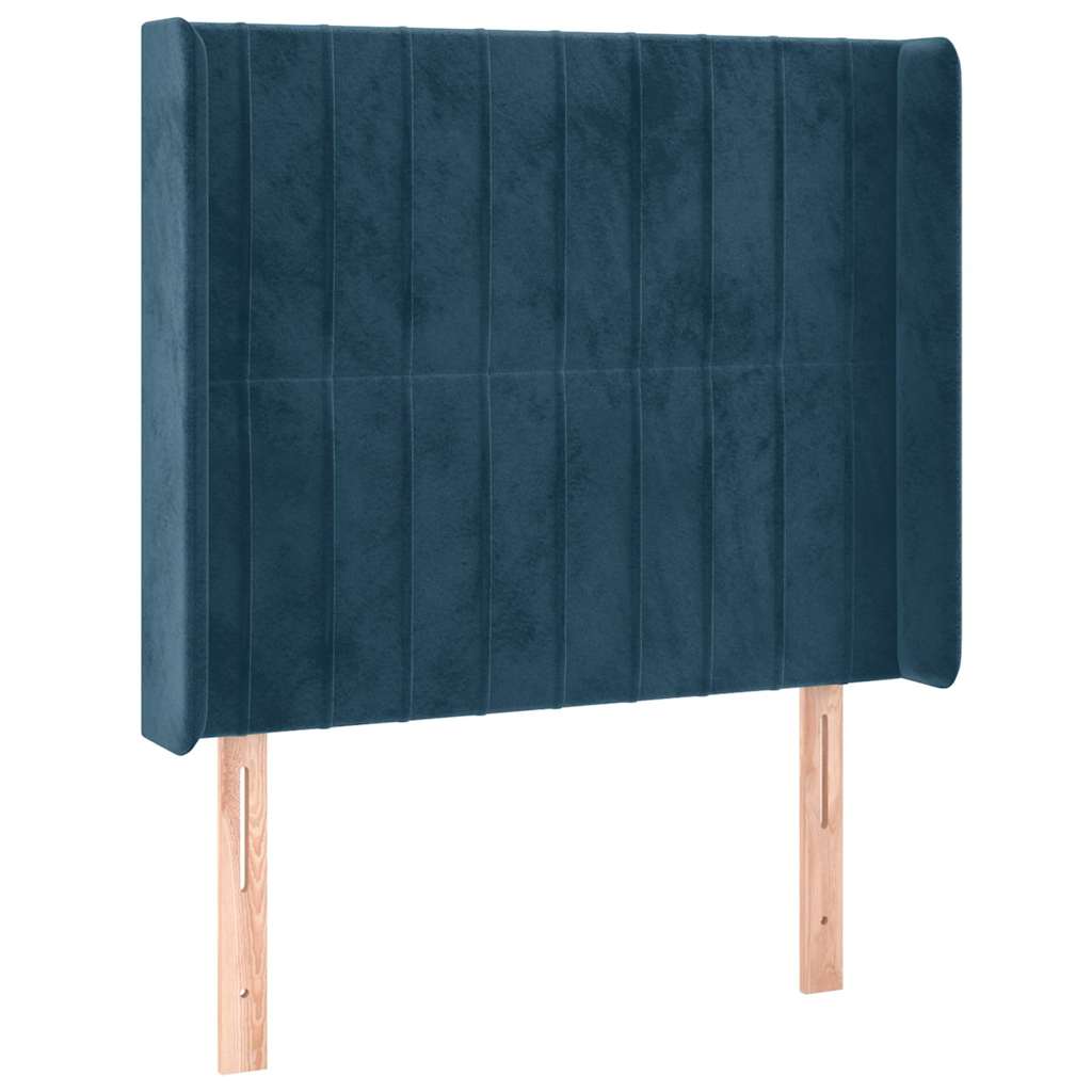 Sommier à lattes de lit matelas LED Bleu foncé 90x190cm Velours