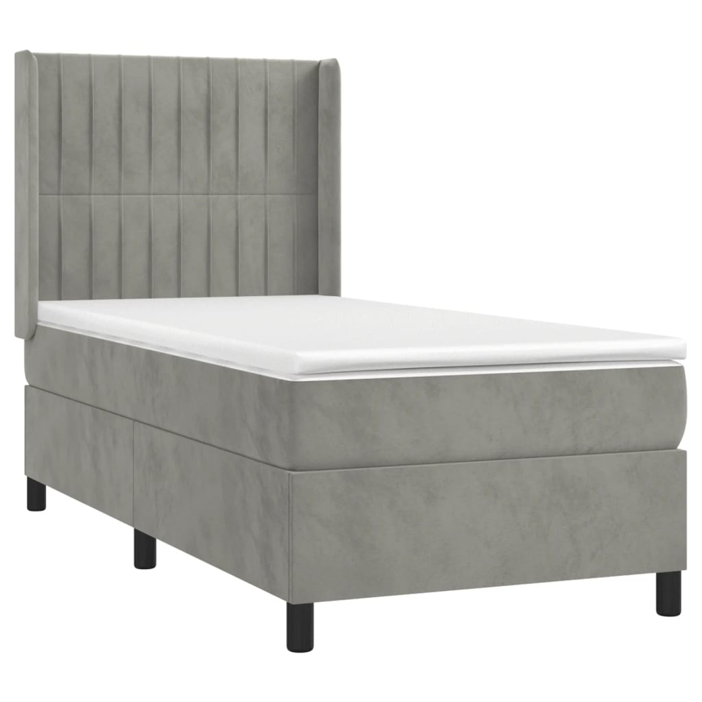 Sommier à lattes de lit matelas LED Gris clair 90x200cm Velours - XIOS