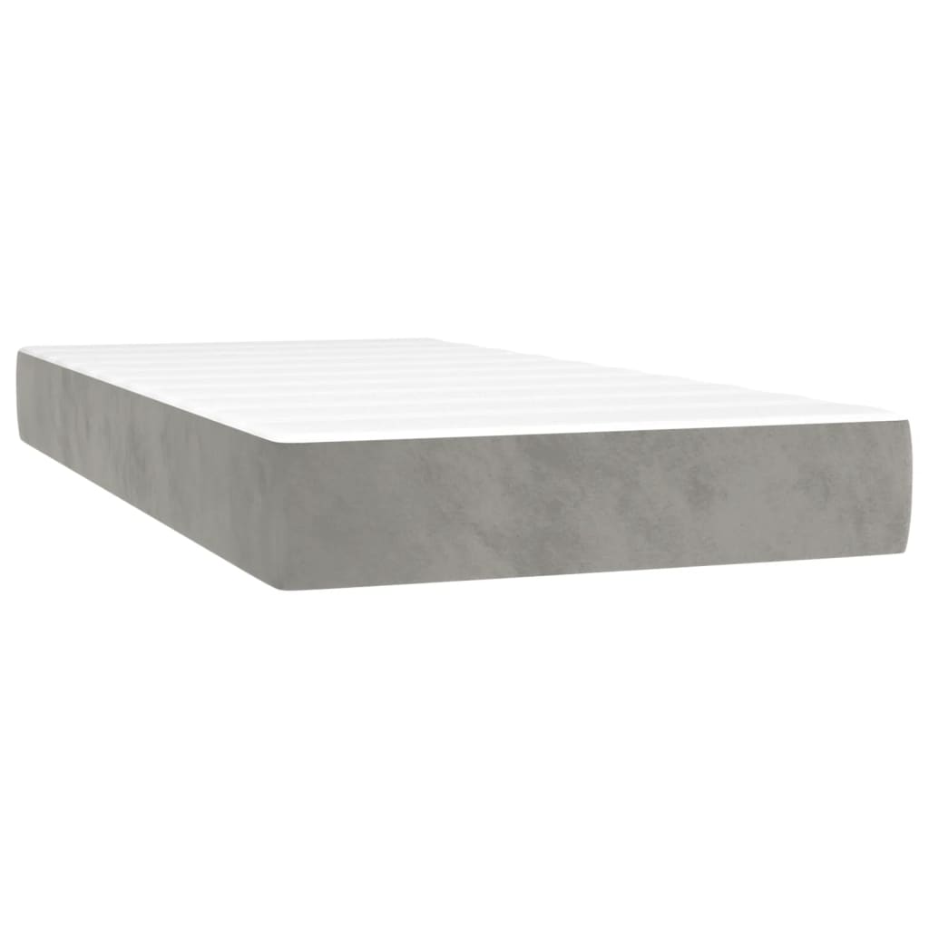Sommier à lattes de lit matelas LED Gris clair 90x200cm Velours - XIOS