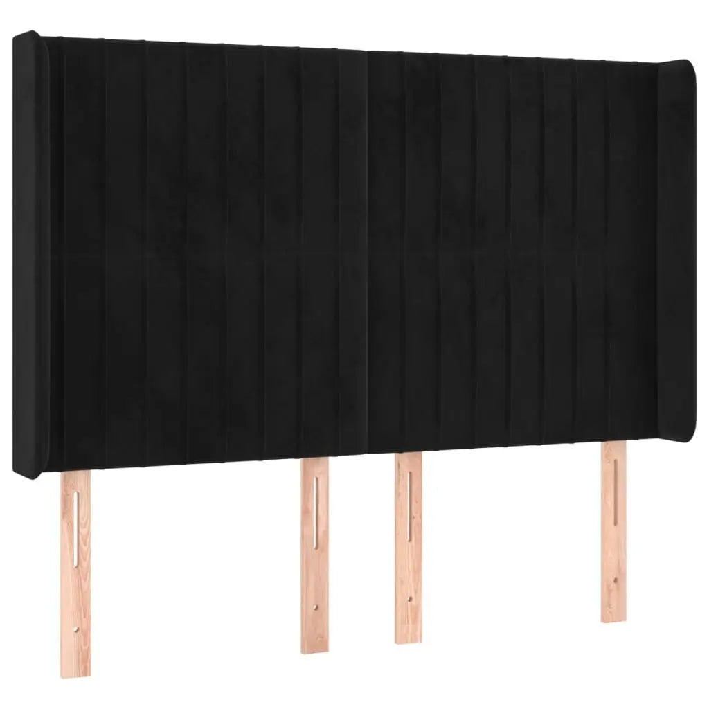Sommier à lattes de lit matelas et LED Noir 140x190 cm Velours - XIOS