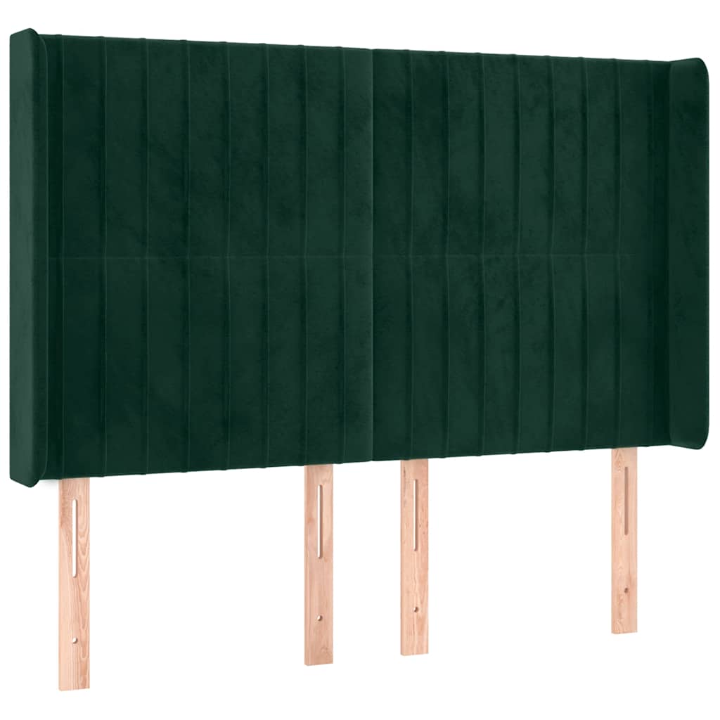 Sommier à lattes de lit matelas et LED Vert foncé 140x190 cm