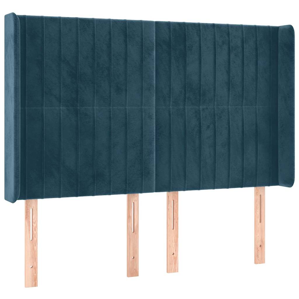 Sommier à lattes de lit matelas et LED Bleu foncé 140x190 cm