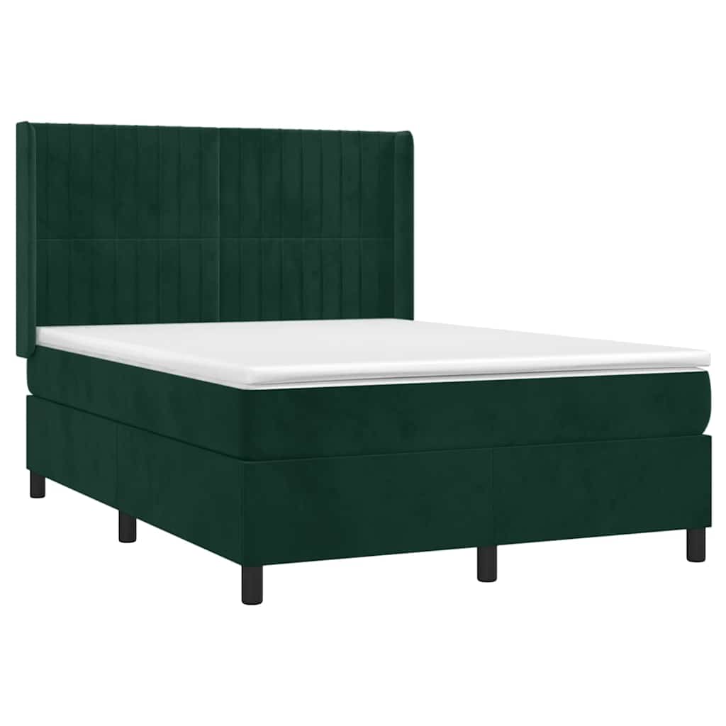 Sommier à lattes de lit matelas et LED Vert foncé 140x200 cm