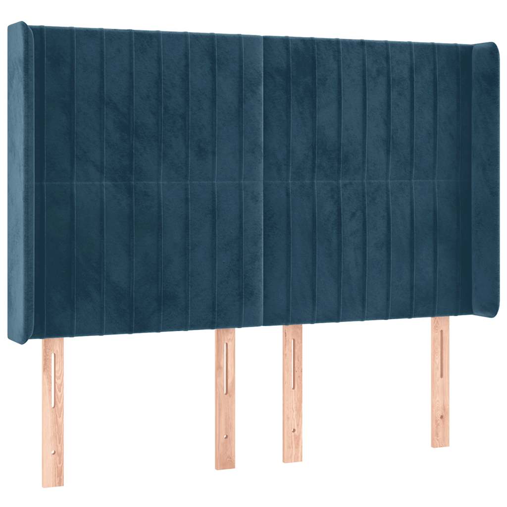Sommier à lattes de lit matelas et LED Bleu foncé 140x200 cm
