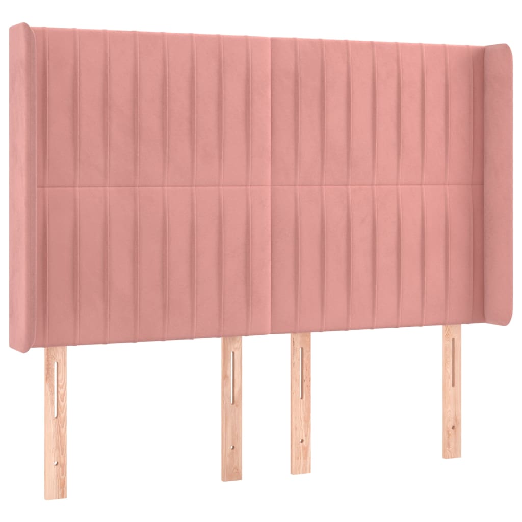 Sommier à lattes de lit matelas et LED Rose 140x200 cm Velours - XIOS