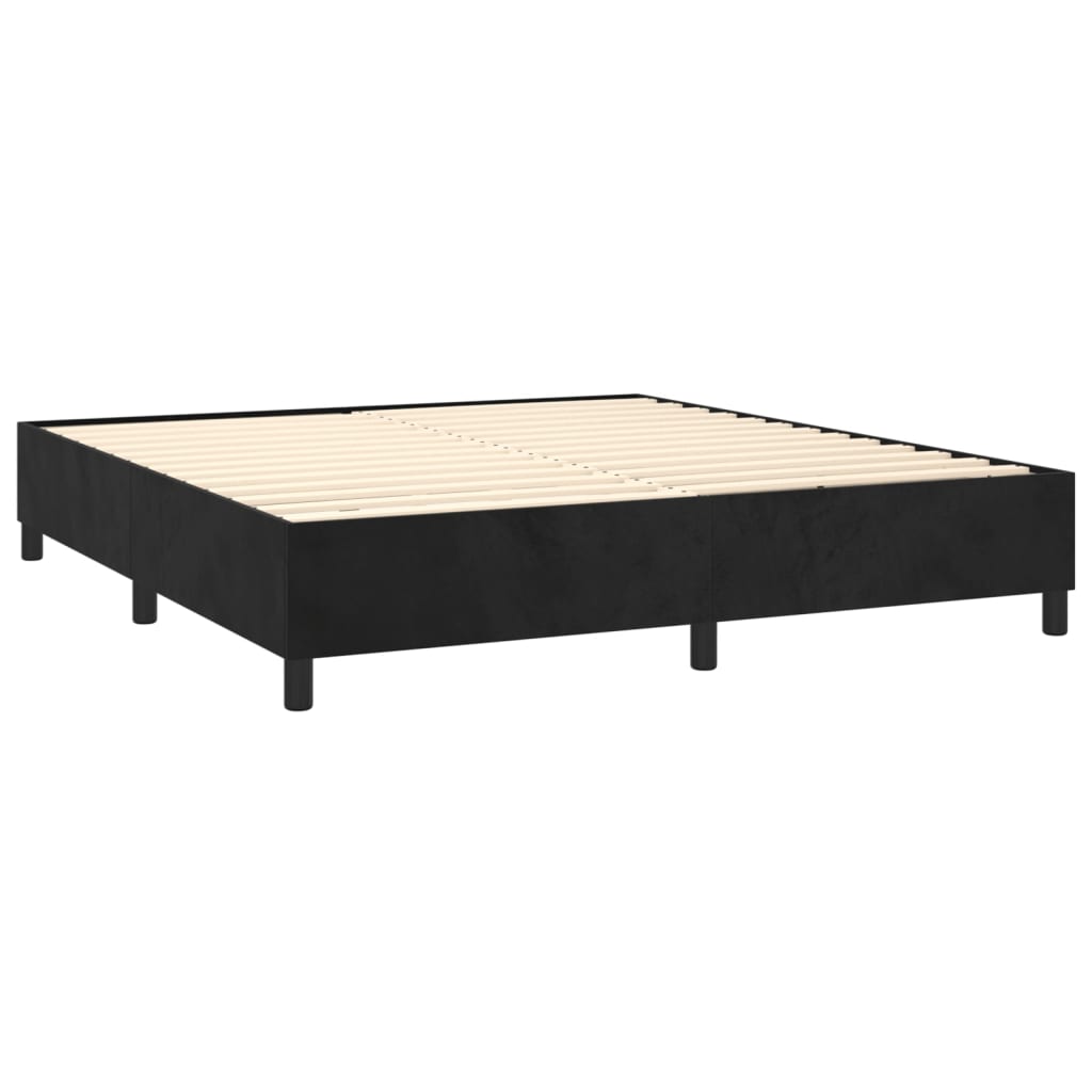 Sommier à lattes de lit matelas et LED Noir 160x200 cm Velours - XIOS