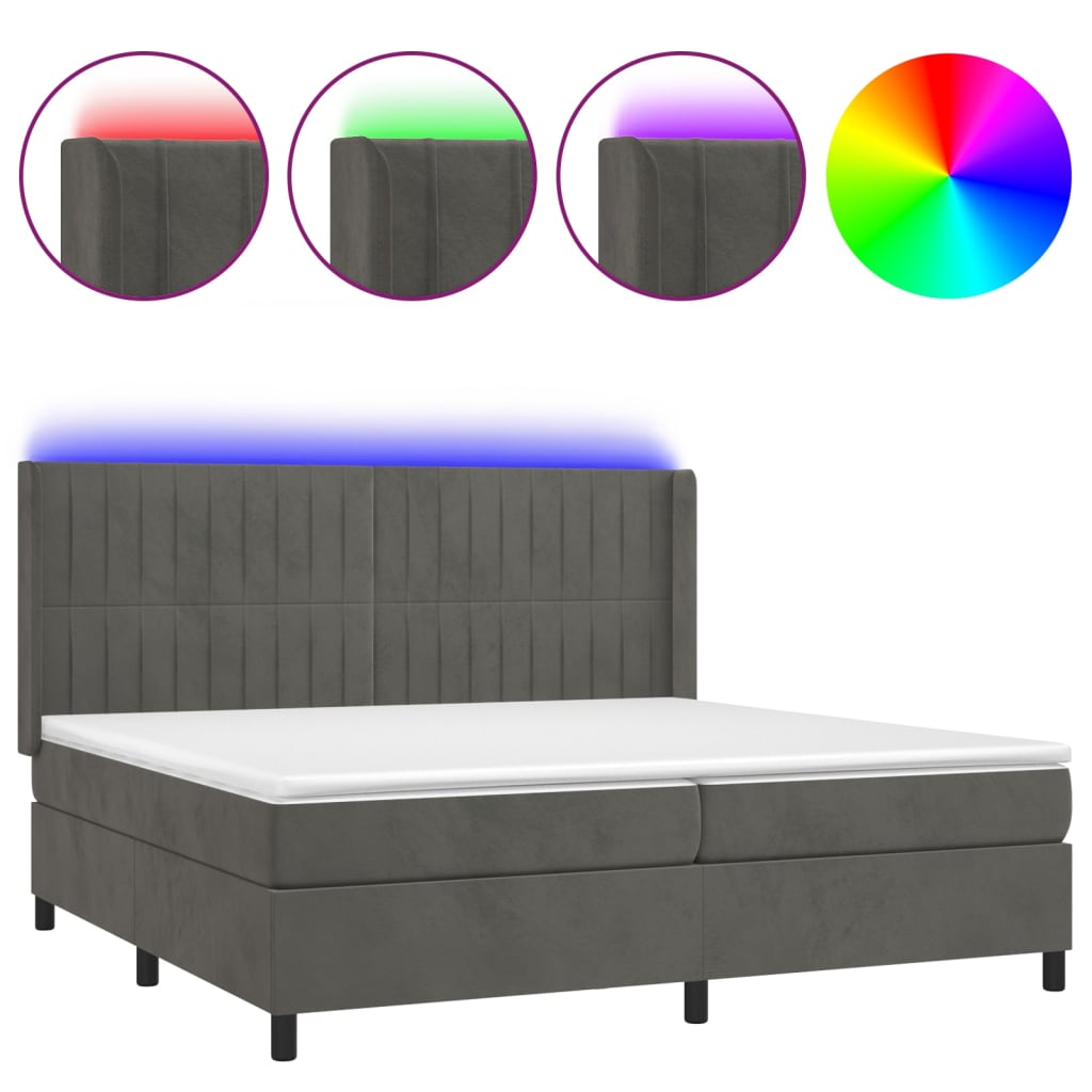 Sommier à lattes de lit matelas et LED Gris foncé 200x200 cm - XIOS