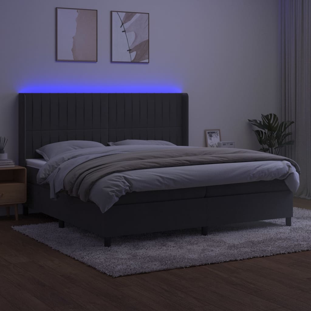 Sommier à lattes de lit matelas et LED Gris foncé 200x200 cm - XIOS