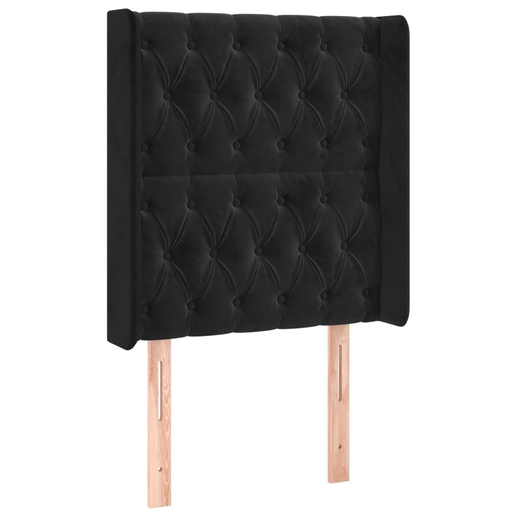 Sommier à lattes de lit matelas et LED Noir 80x200cm Velours - XIOS