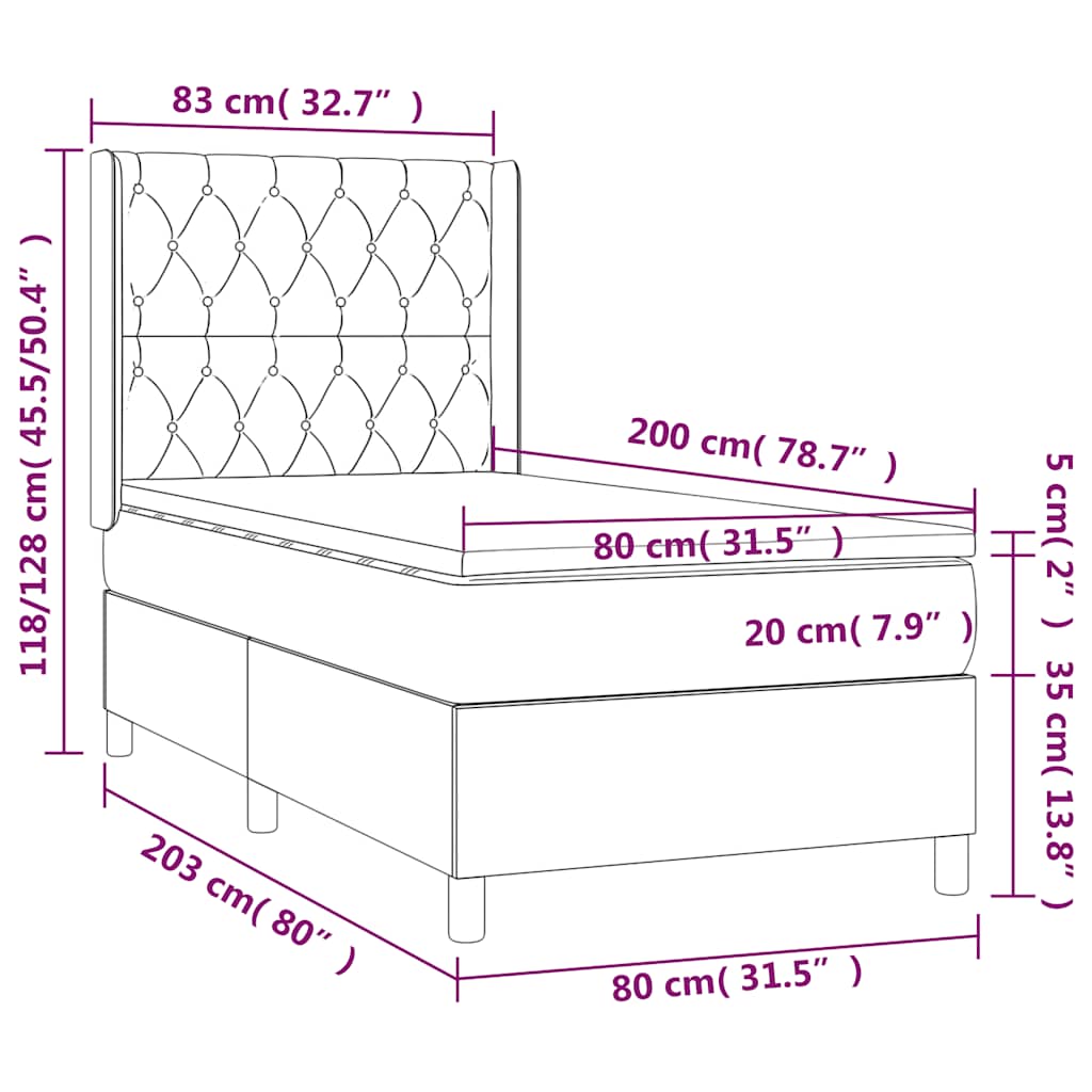 Sommier à lattes de lit matelas LED Vert foncé 80x200cm Velours - XIOS