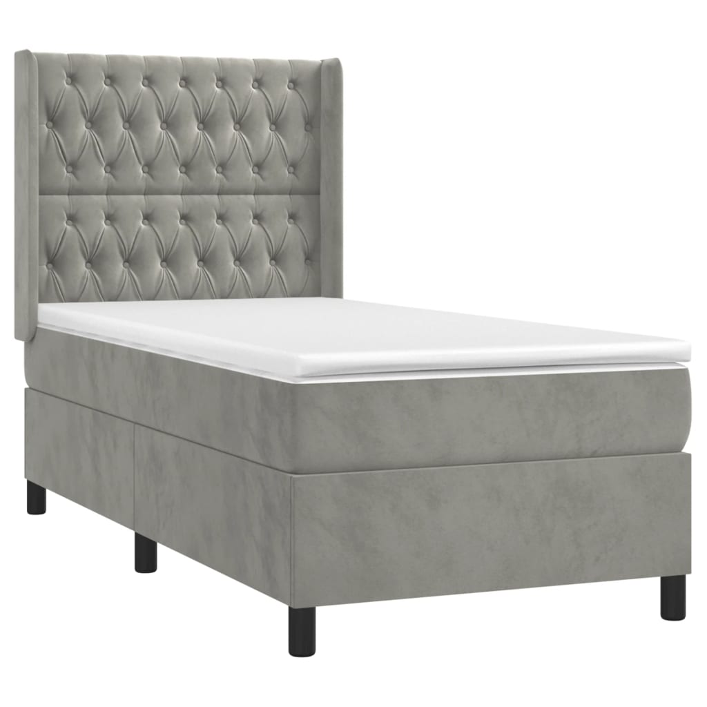Sommier à lattes de lit matelas LED Gris clair 90x190cm Velours - XIOS