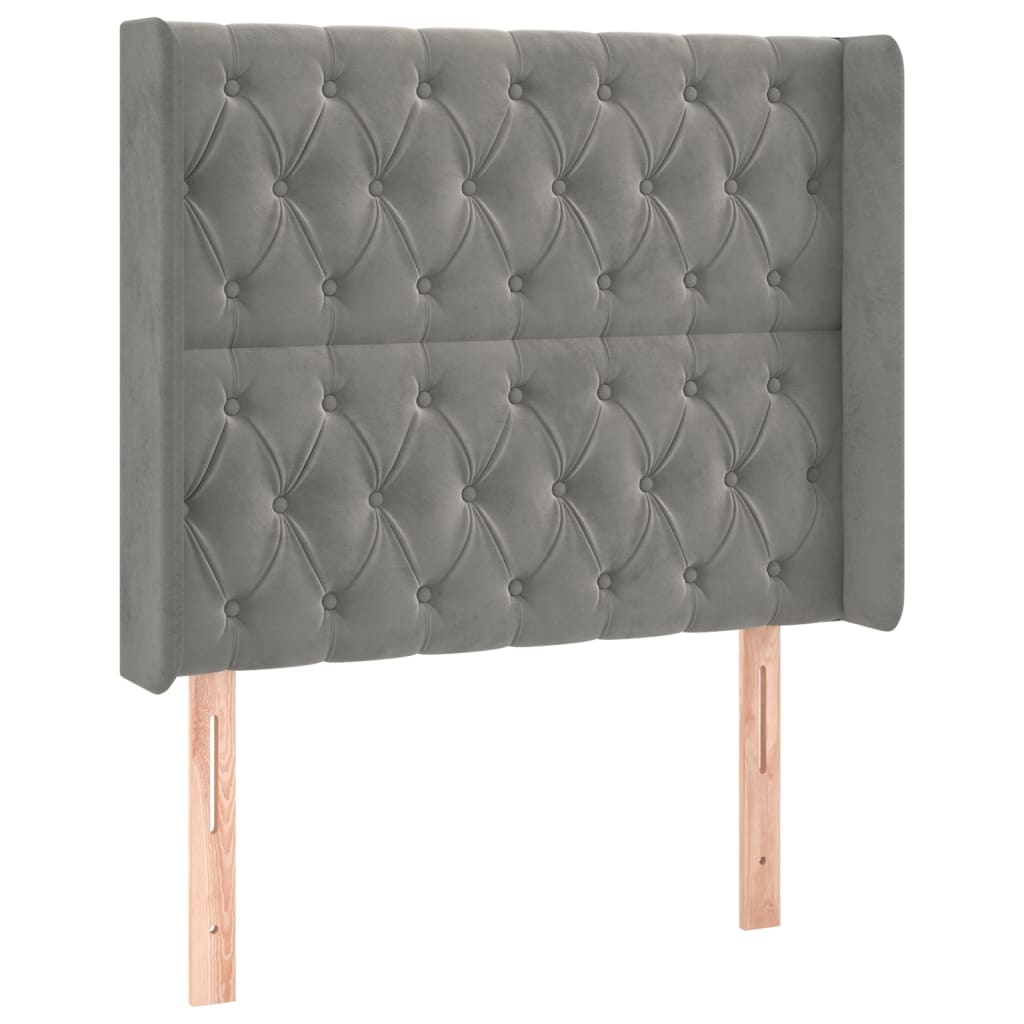 Sommier à lattes de lit matelas LED Gris clair 90x190cm Velours - XIOS