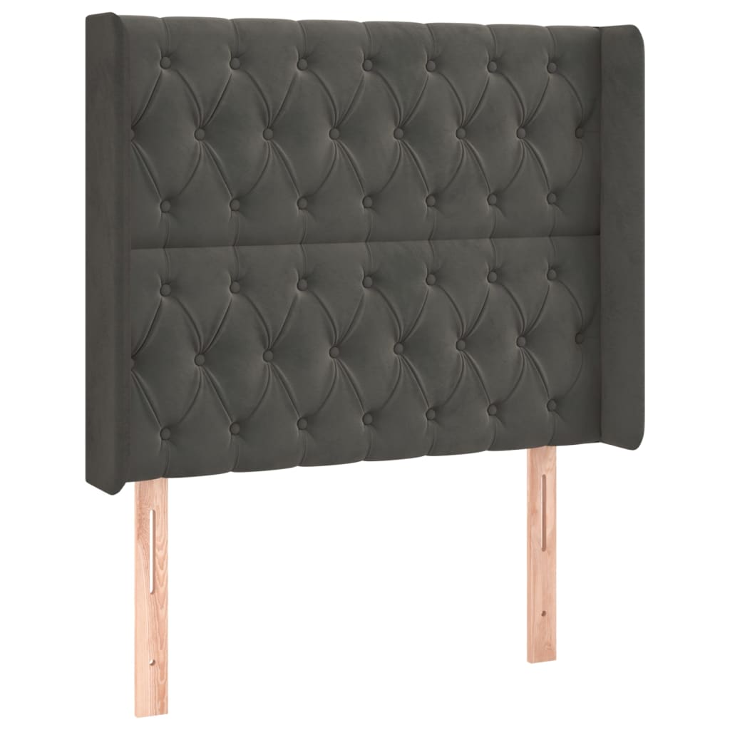 Sommier à lattes de lit matelas LED Gris foncé 90x190cm Velours - XIOS