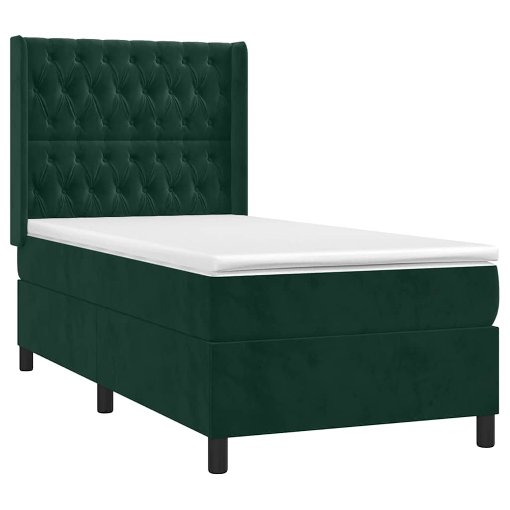 Sommier à lattes de lit matelas LED Vert foncé 90x190cm Velours - XIOS