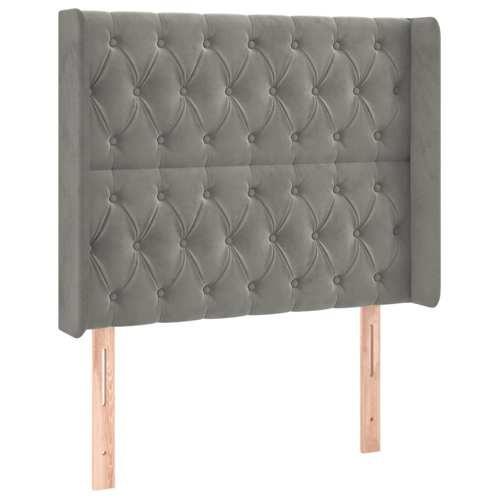Sommier à lattes de lit matelas LED Gris clair 90x200cm Velours - XIOS