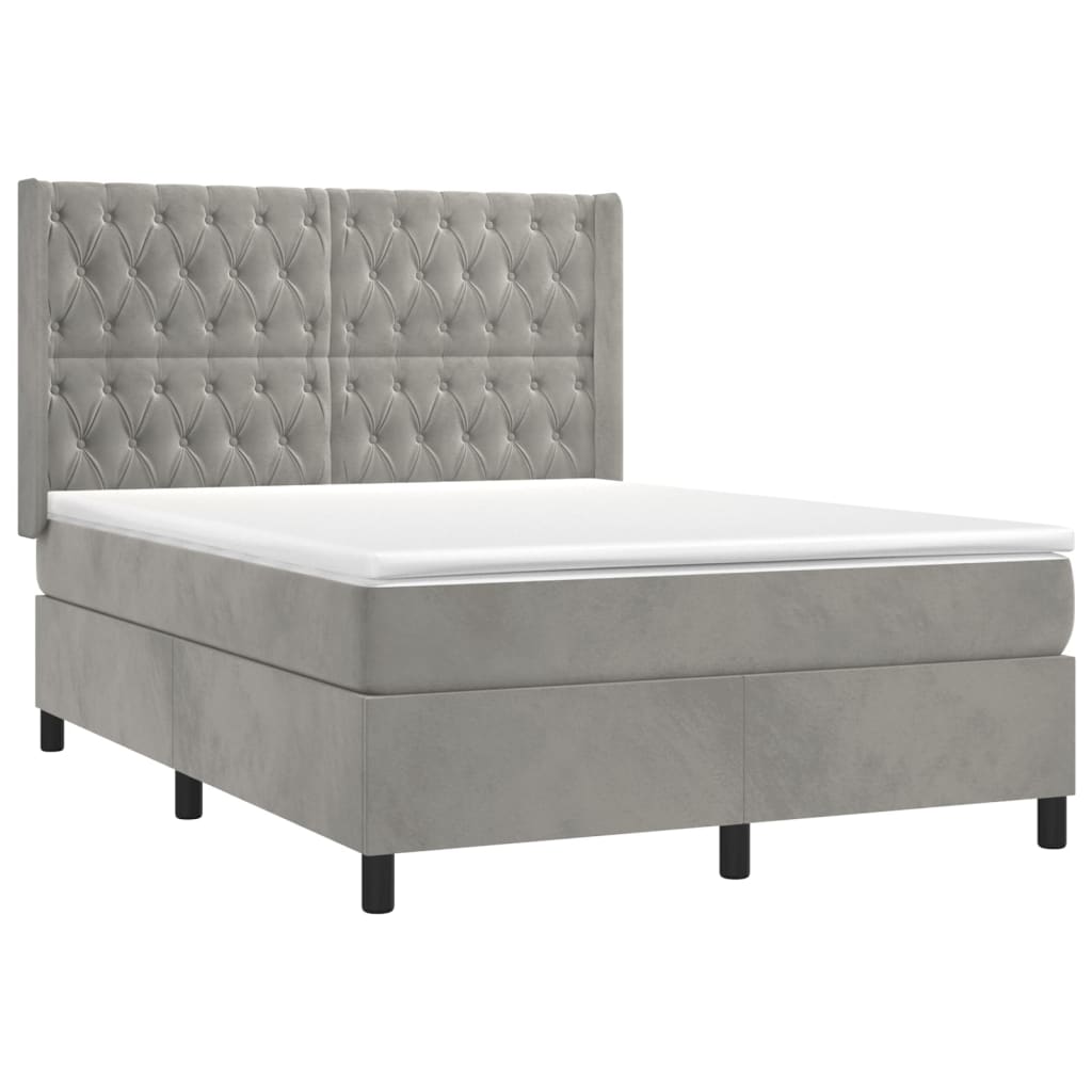 Sommier à lattes de lit matelas et LED Gris clair 140x190 cm - XIOS