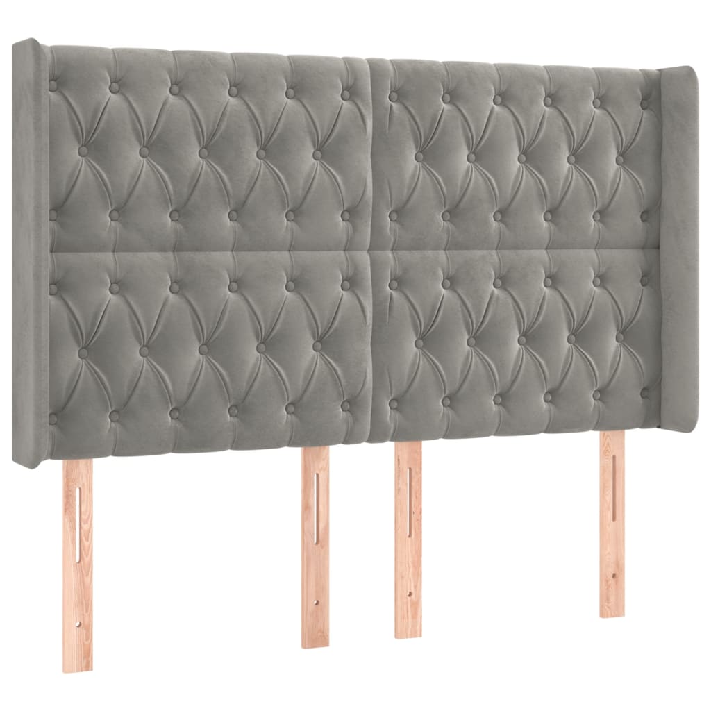 Sommier à lattes de lit matelas et LED Gris clair 140x190 cm - XIOS