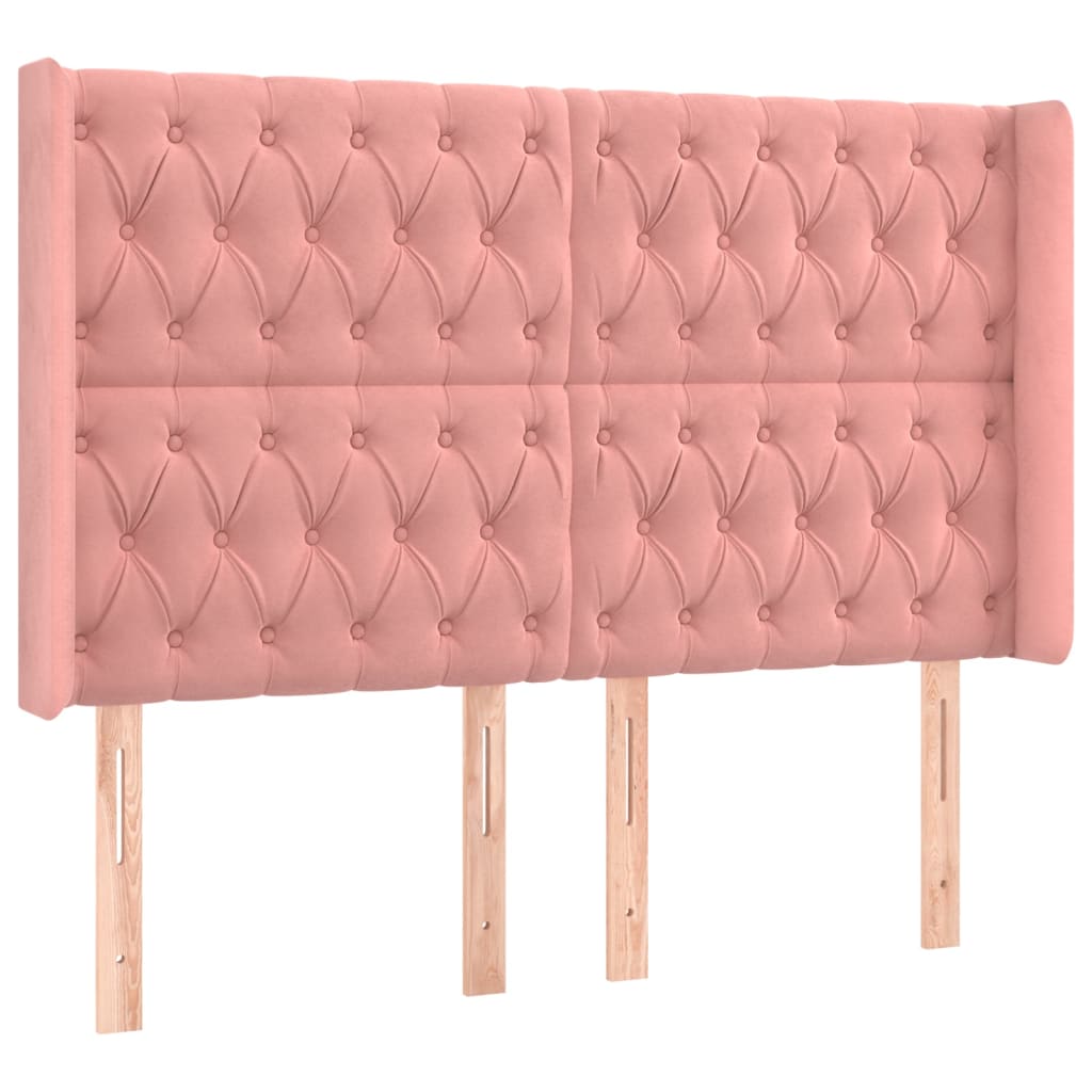 Sommier à lattes de lit matelas et LED Rose 140x190 cm Velours - XIOS