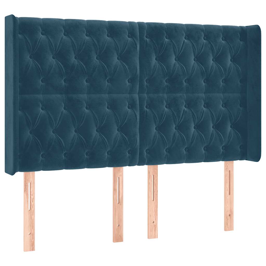 Sommier à lattes de lit matelas et LED Bleu foncé 140x200 cm