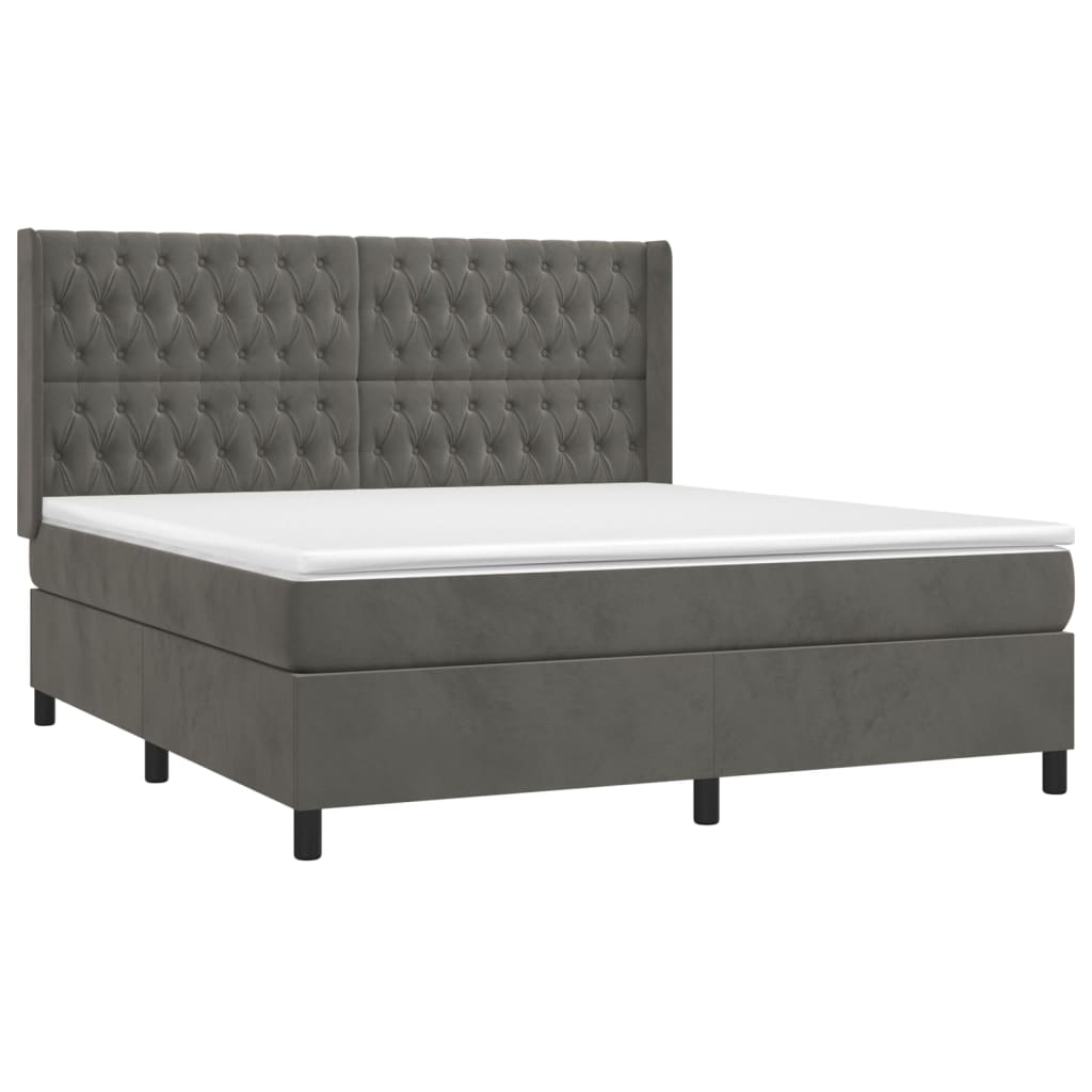 Sommier à lattes de lit matelas et LED Gris foncé 160x200 cm - XIOS